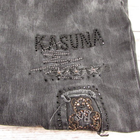 Kasuna Size 10 Gray Embellished Jeans Tapered Leg - Picture 5 of 13
